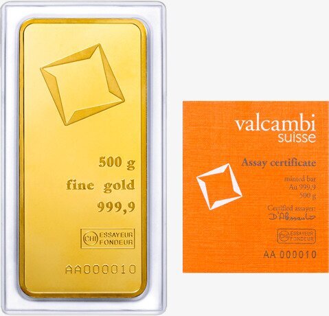 VALCAMBI  SWISS GOLD BAR 500 GM